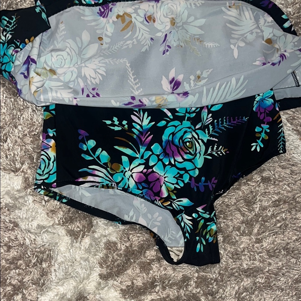 Maxine Of Hollywood Floral Tummy Support One Piece Swimsuit Dress Romper - Picture 8 of 11